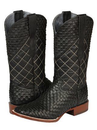 El General Men's Rodeo Boots Petatillo Leather - Black