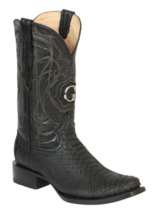 El General Men's Exotic Python Leather Cowboy Boots - Black