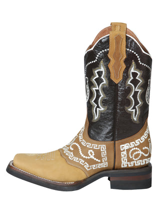 El General Rodeo Boot - Nobuck Honey with Embroidery