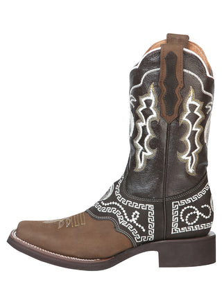 El General Rodeo Boot - Nobuck Dark Brown with Embroidery