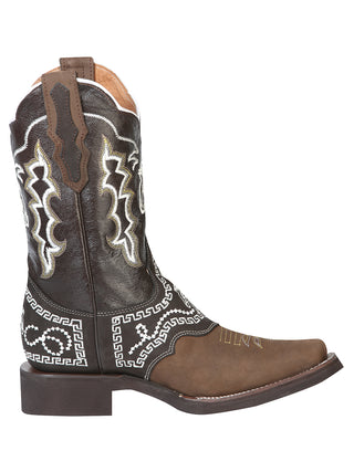 El General Rodeo Boot - Nobuck Dark Brown with Embroidery