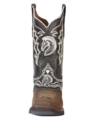 El General Rodeo Boot - Nobuck Dark Brown with Embroidery