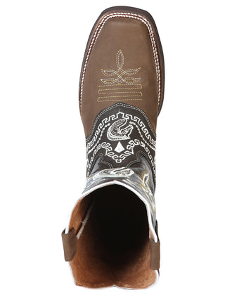 El General Rodeo Boot - Nobuck Dark Brown with Embroidery