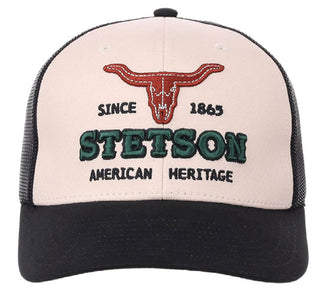 Stetson Steerhead American Heritage Embroidery Trucker Hat- Black