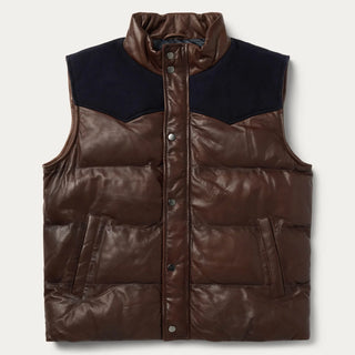 Stetson Quilted Leather Vest - Brown