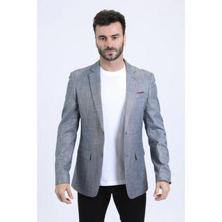 Platini Men's Modern Fit Blazer - Grey