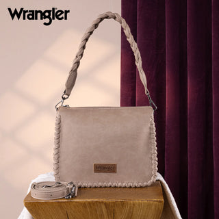 Wrangler Whipstitch Braided Strap Hobo/Crossbody Bag - Khaki