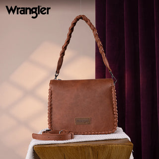Wrangler Whipstitch Braided Strap Hobo/Crossbody Bag - Brown