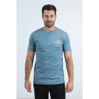 Platini Men’s Modern Fit Cotton Stretch T-Shirt - Blue