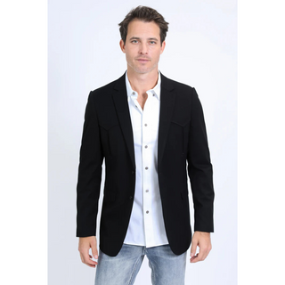 Platini Men's Double Button Western Blazer - Black