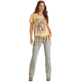 Panhandle Rodeo Graphic Tee w/ Knotted Fringe