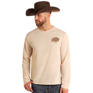 Rock & Roll Denim Buffalo Long Sleeve Graphic T-Shirt - Natural