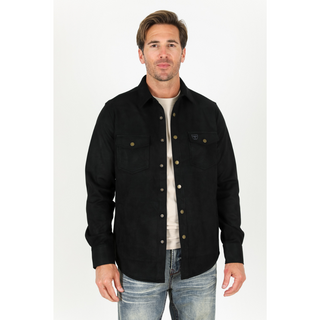 Men's Faux Suede Overshirt - Black