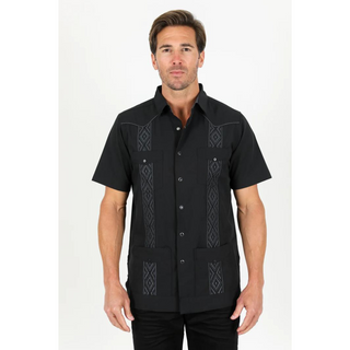 Men's Modern Black GUAYABERA Shirt