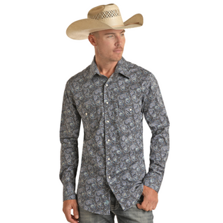 Rock & Roll Denim Tek Paisley Long Sleeve Snap Shirt