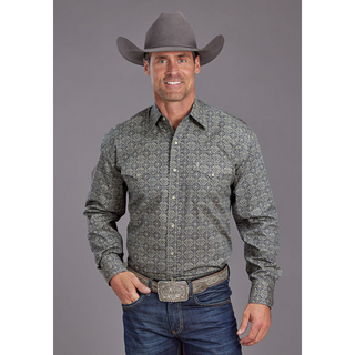 Stetson Men's Blue Medallion Print Long Sleeve Snap Western Shirt