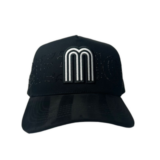 "M" Mexico W/ Black Rhinestones Hat - Black