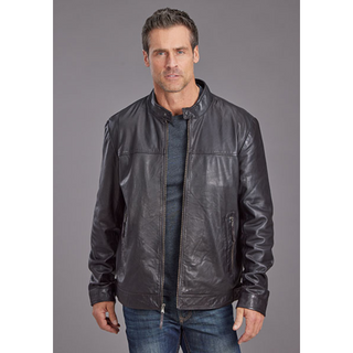 Stetson Smooth Leather Bomber Jacket - Black