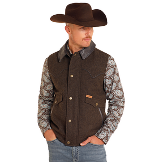 Powder River Men's Heather Holbrook Wool Vest - Dark Brown