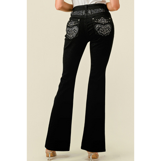 Westfield Eagle Women's Black Embroidered Flare Jeans
