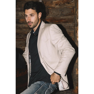 Platini Men's Double Button Western Blazer - Beige