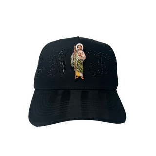 San Judas W/ Black Rhinestones Hat - Black