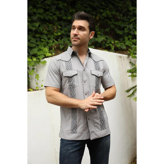 Men's Modern Grey GUAYABERA Shirt