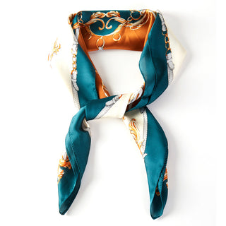 Abstract Pattern Bandana Necklace - Teal & Orange