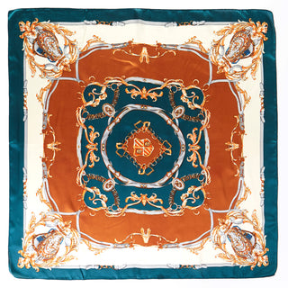 Abstract Pattern Bandana Necklace - Teal & Orange