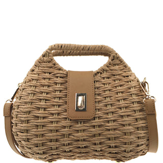 Women's Straw Woven Summer Crossbody Handbag - Khaki