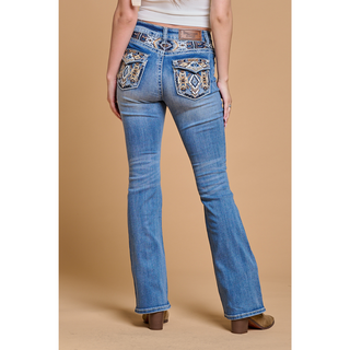 Westfield Eagle Women's Aztec Embroidered Bootcut Bling Jeans