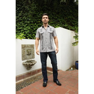 Men's Modern Grey GUAYABERA Shirt