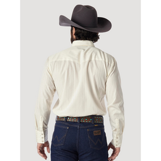 Wrangler Western Long Sleeve Snap Dobby Stripe Shirt- Light