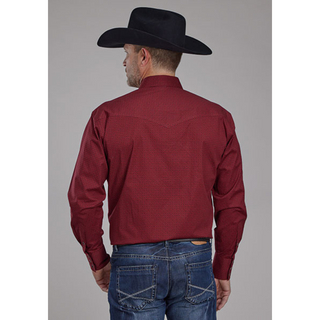 Roper Men's Diamond Stretch Red Long Sleeve Snap Shirt