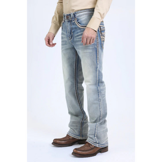 Platini Holt Men's Light Blue Slim Boot Cut Jeans