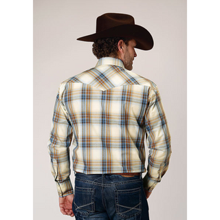 Roper Men's Desert Blue Plaid Long Sleeve Snap Western Shirt