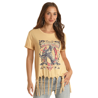 Panhandle Rodeo Graphic Tee w/ Knotted Fringe