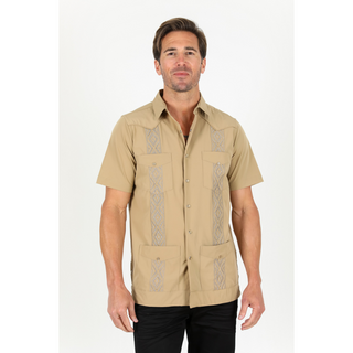 Men's Modern Khaki GUAYABERA Shirt