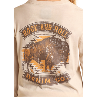 Rock & Roll Denim Buffalo Long Sleeve Graphic T-Shirt - Natural