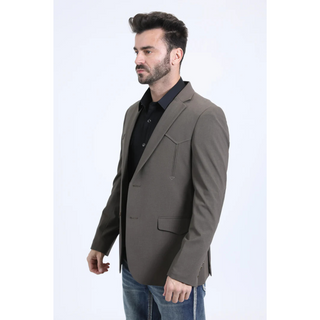 Platini Men's Double Button Western Blazer - Dark Brown