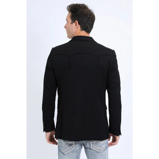 Platini Men's Double Button Western Blazer - Black