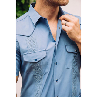 Men's Modern Blue GUAYABERA Shirt