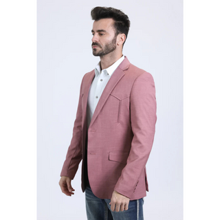 Platini Men's Double Button Western Blazer - Salmon