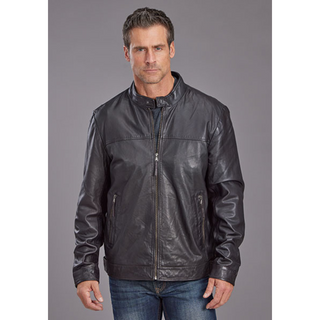 Stetson Smooth Leather Bomber Jacket - Black