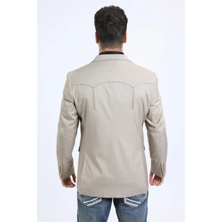 Platini Men's Double Button Western Blazer - Taupe/Beige