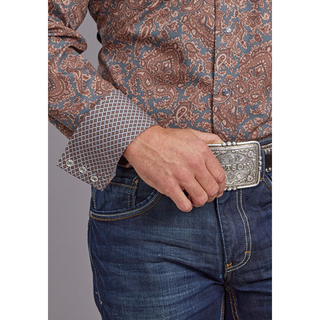 Stetson Men's Copper Paisley Long Sleeve Snap Western Shirt