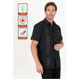 Men's Modern Black GUAYABERA Shirt