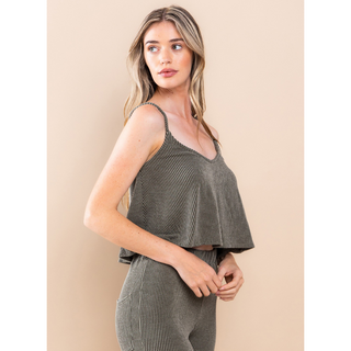 Women's Ribbed Knit Cami Top - Olive