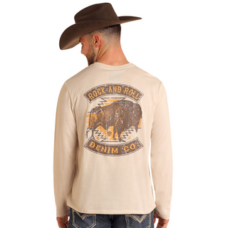 Rock & Roll Denim Buffalo Long Sleeve Graphic T-Shirt - Natural