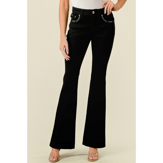 Westfield Eagle Women's Black Embroidered Flare Jeans